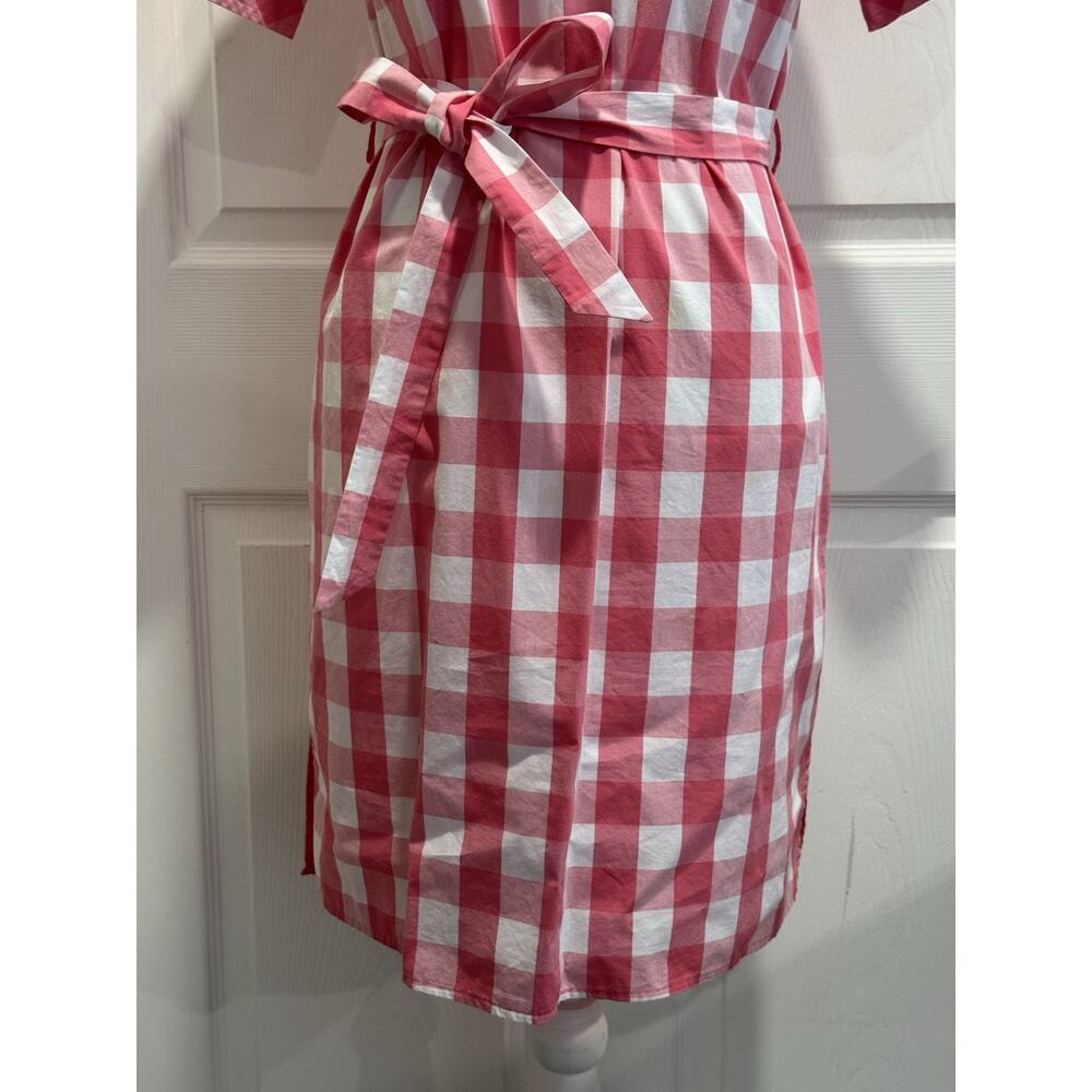 Vineyard Vines Size 8 Pink White Gingham Buffalo Check Shirt Dress Belted - Picture 3 of 10